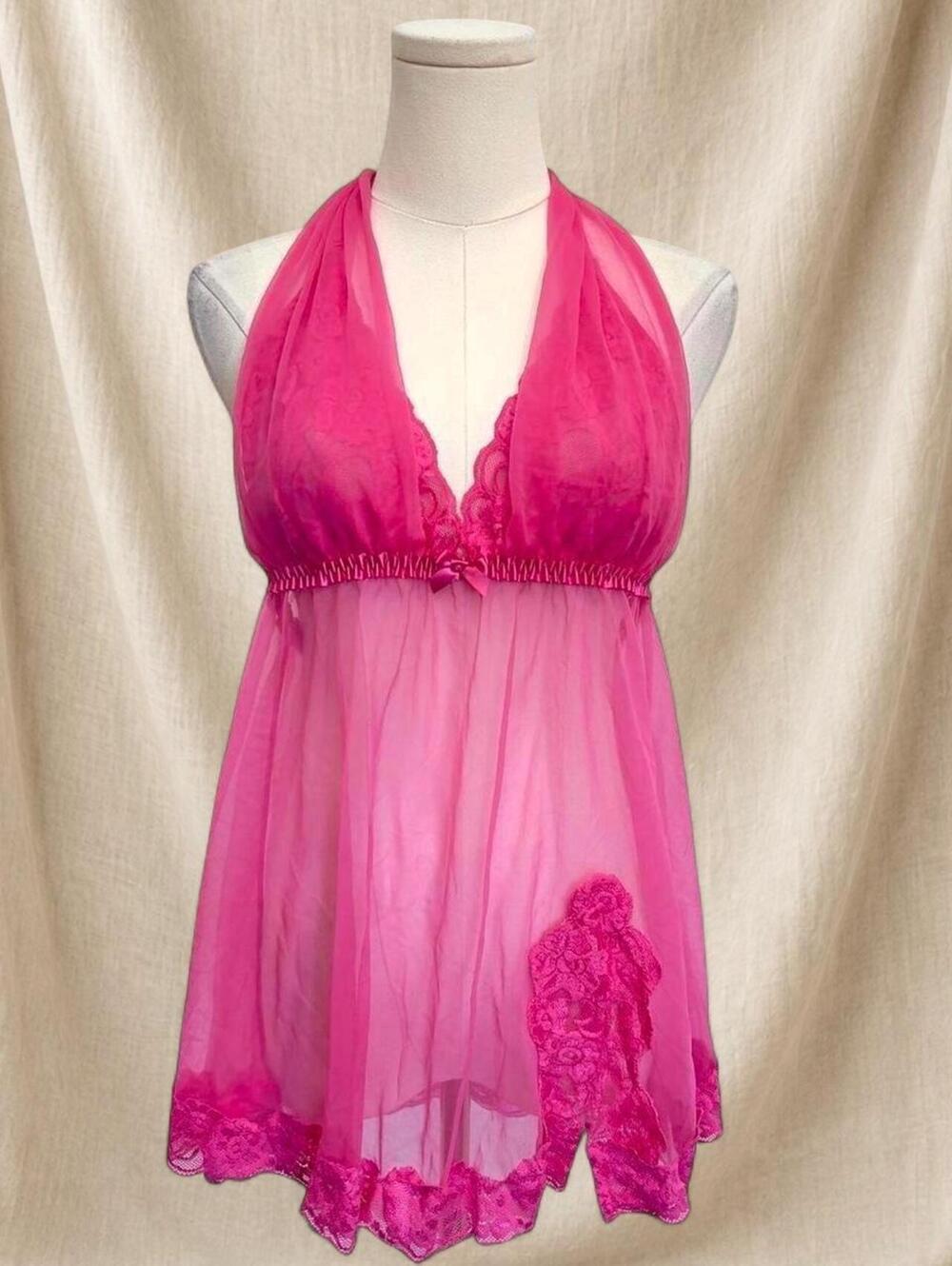 Frederick’s of Hollywood Pink Sheer Babydoll Slip